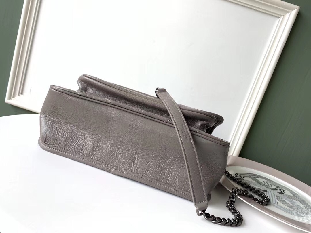 Sa**t Lau*nt medium niki bag in grey crinkled leather