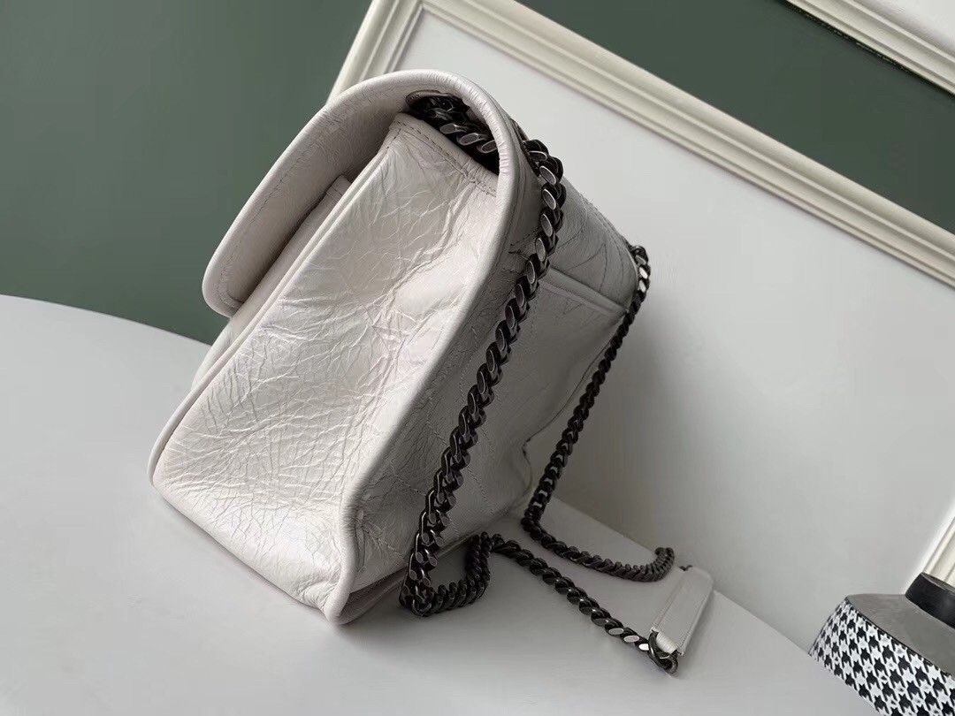 Sa**t Lau*nt medium niki bag in white crinkled leather