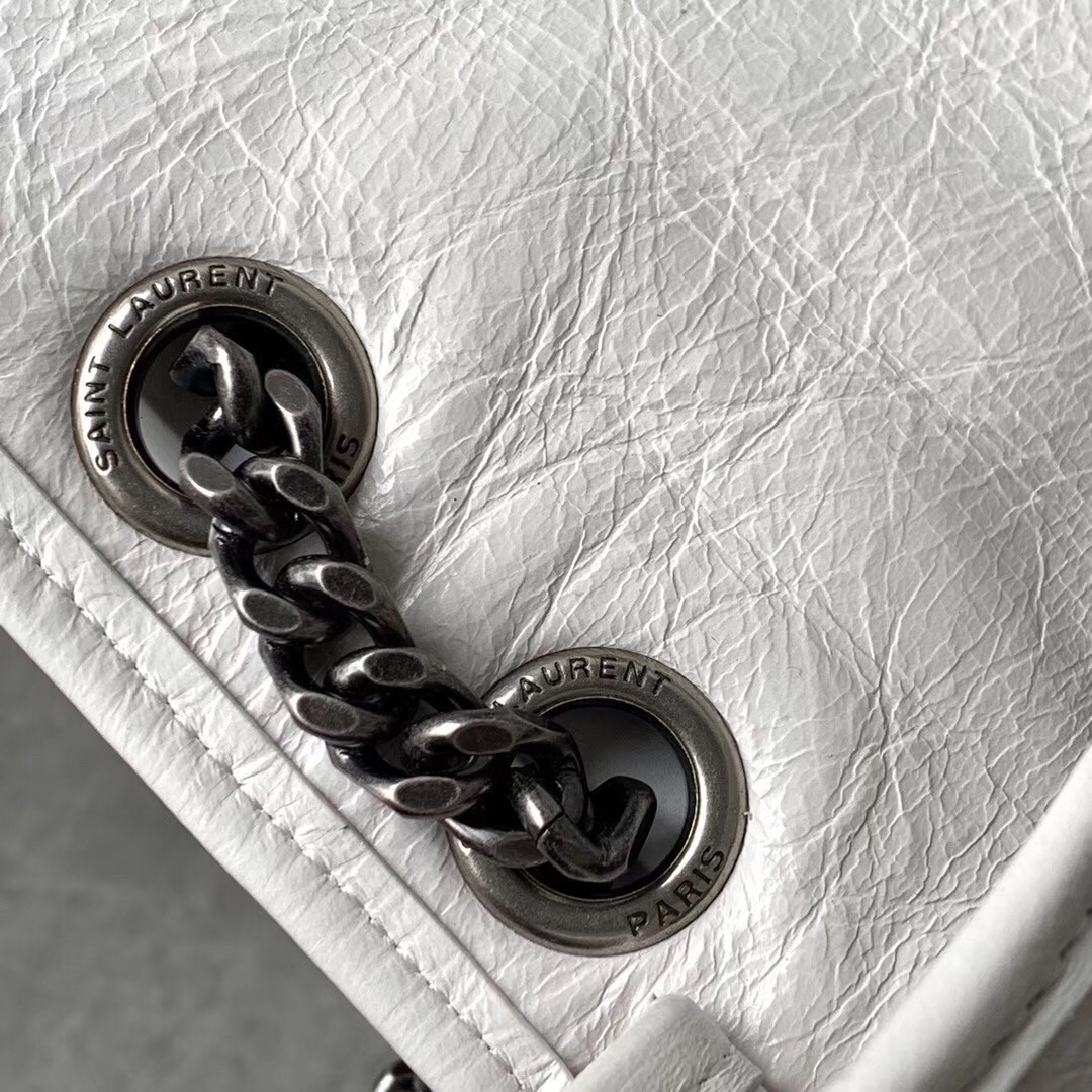 Sa**t Lau*nt medium niki bag in white crinkled leather