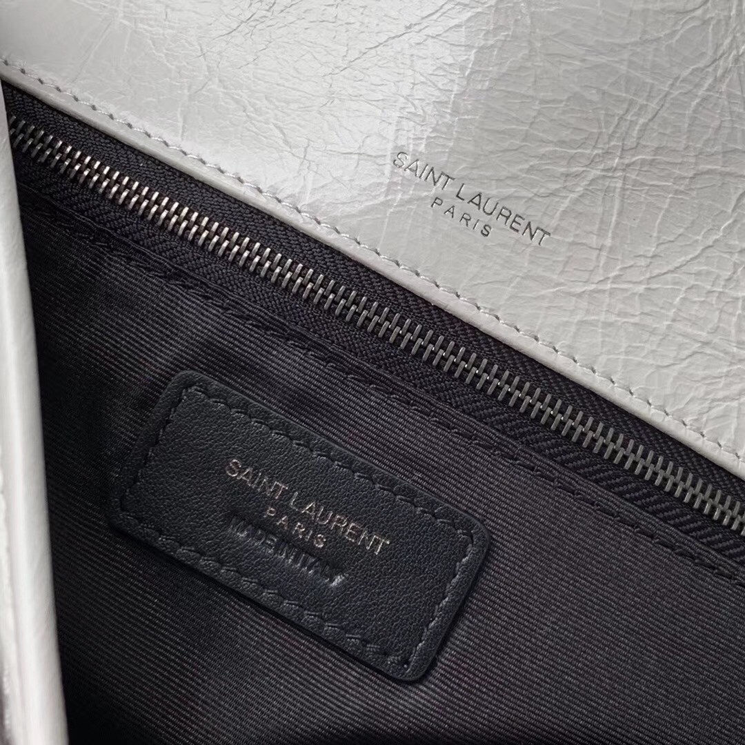 Sa**t Lau*nt medium niki bag in white crinkled leather