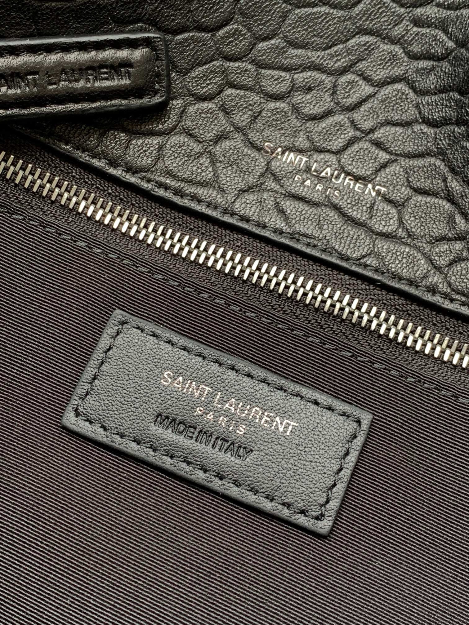 Sa**t Lau*nt niki medium chain bag in black grained lambskin