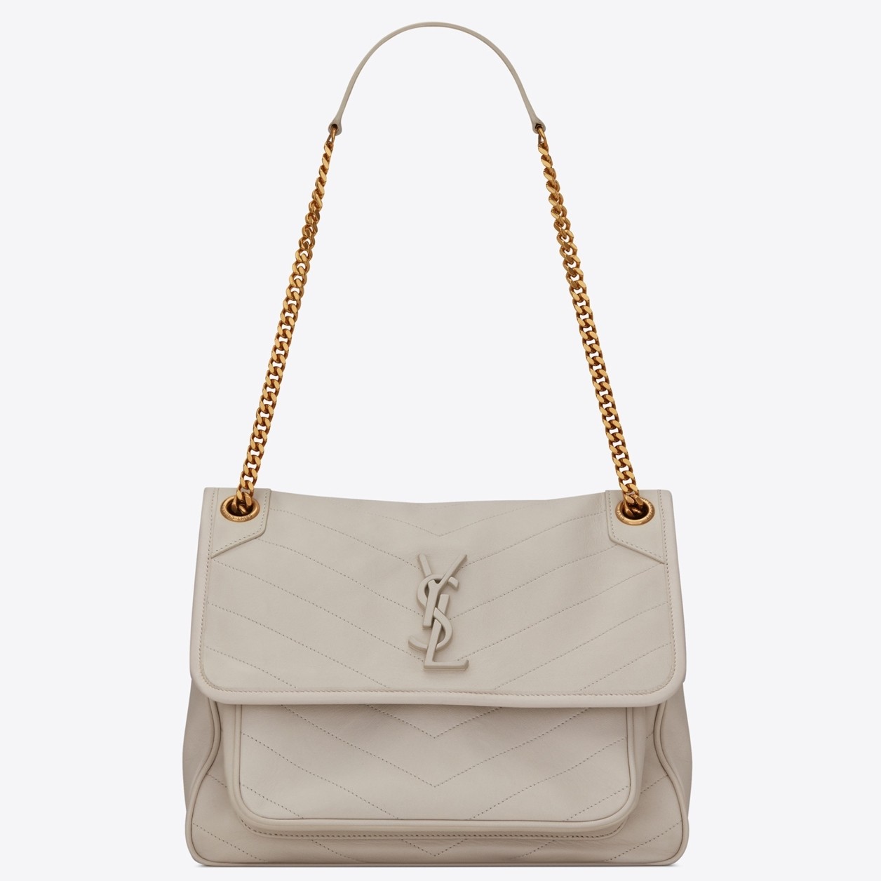 Sa**t Lau*nt niki medium bag in white lambskin