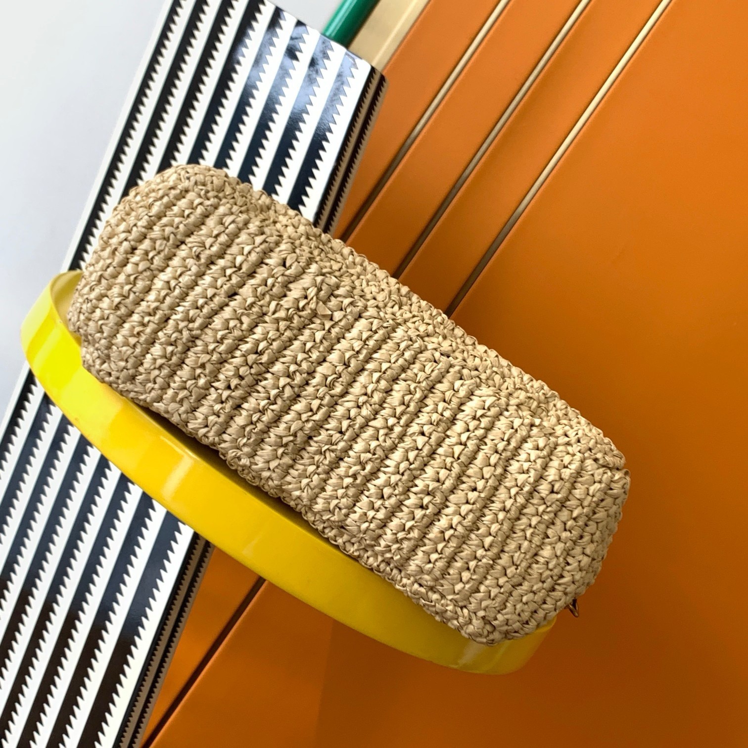 Sa**t Lau*nt niki medium bag in naturel raffia
