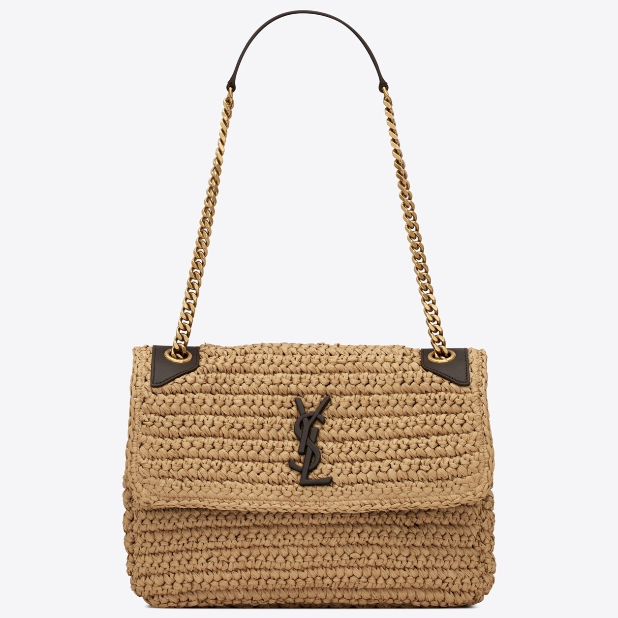 Sa**t Lau*nt niki medium bag in naturel raffia