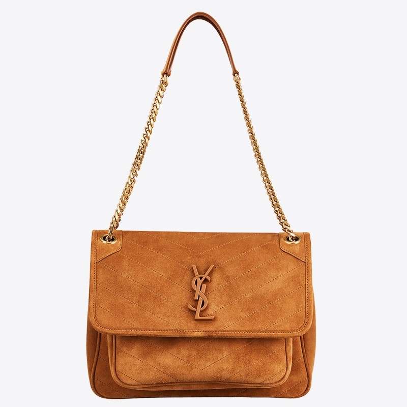 Sa**t Lau*nt medium niki bag in brown suede