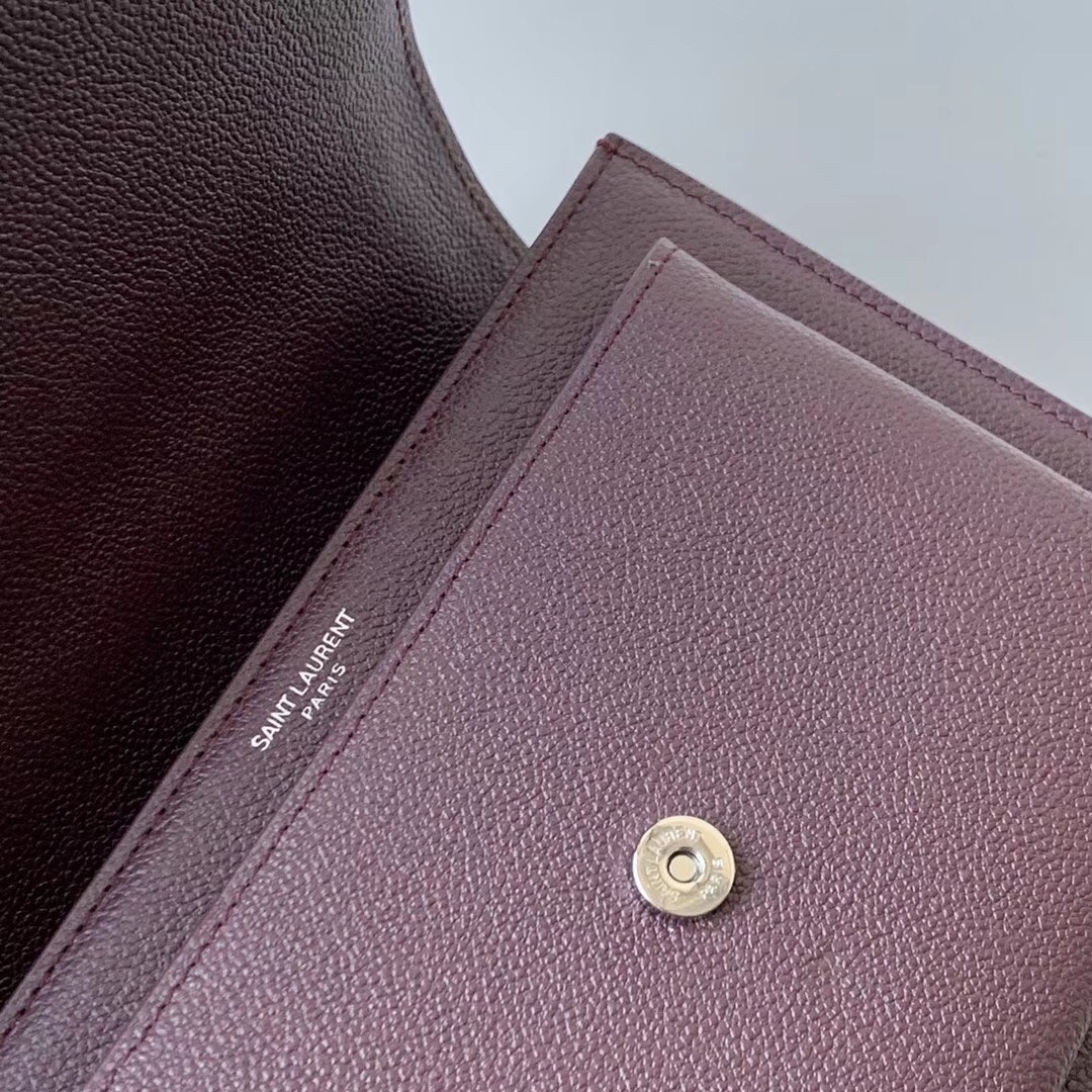 Sa**t Lau*nt sunset medium bag in bordeaux grained leather