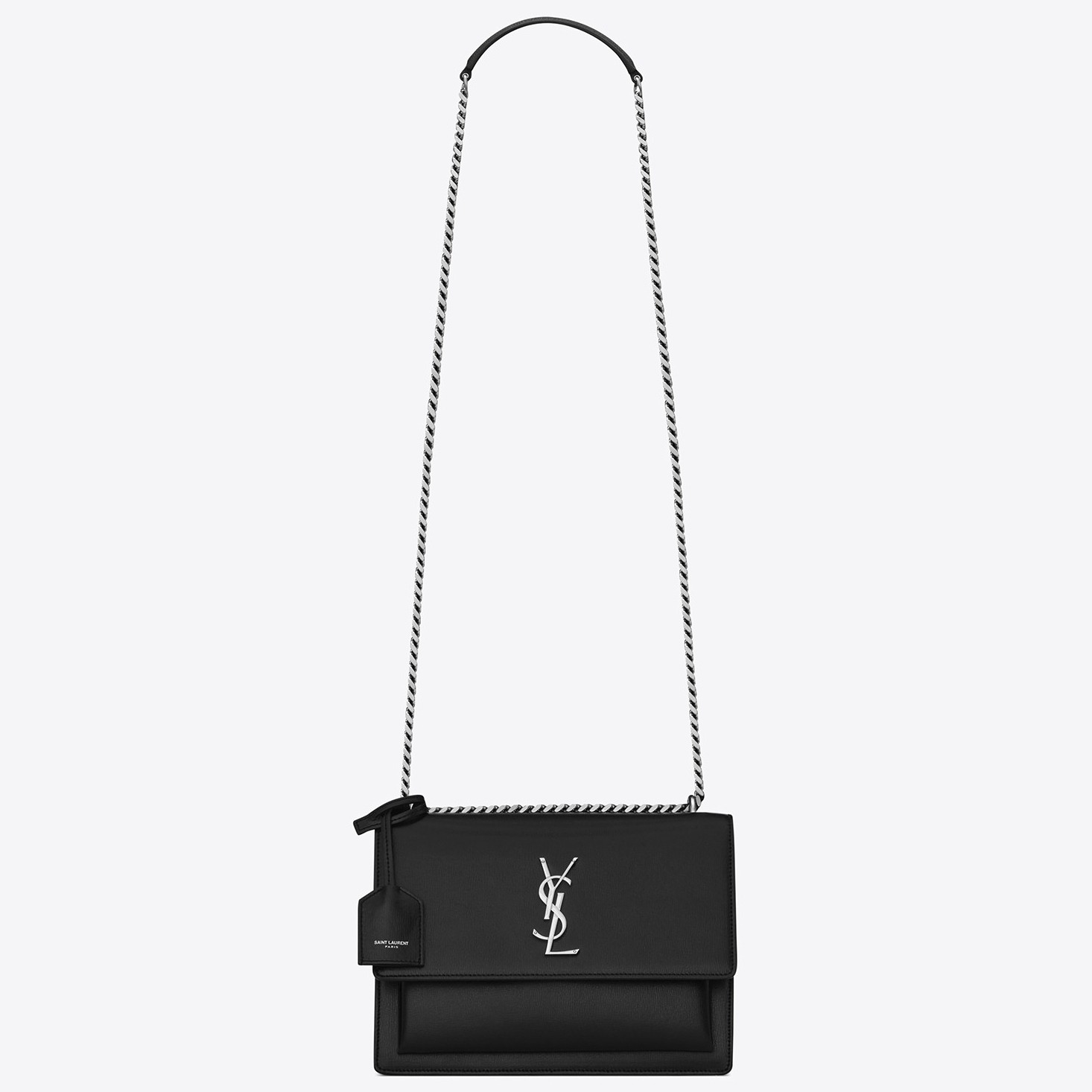 Sa**t Lau*nt sunset medium bag in black grained leather