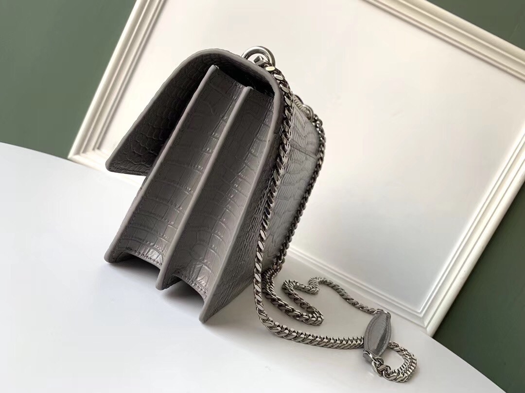 Sa**t Lau*nt sunset medium bag in grey crocodile embossed leather