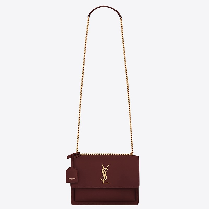 Sa**t Lau*nt sunset medium bag in bordeaxu calfskin