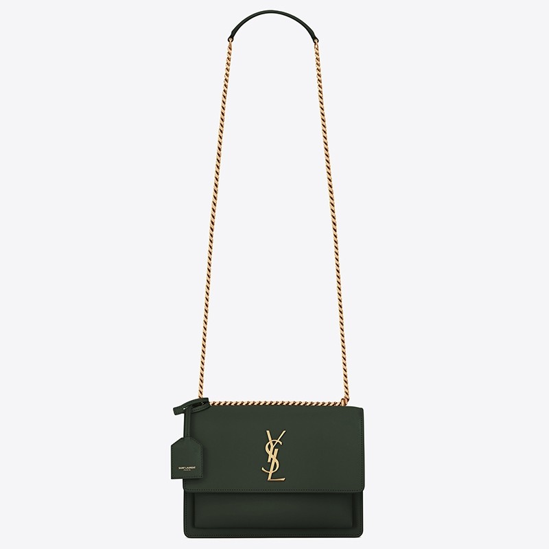 Sa**t Lau*nt sunset medium bag in green calfskin
