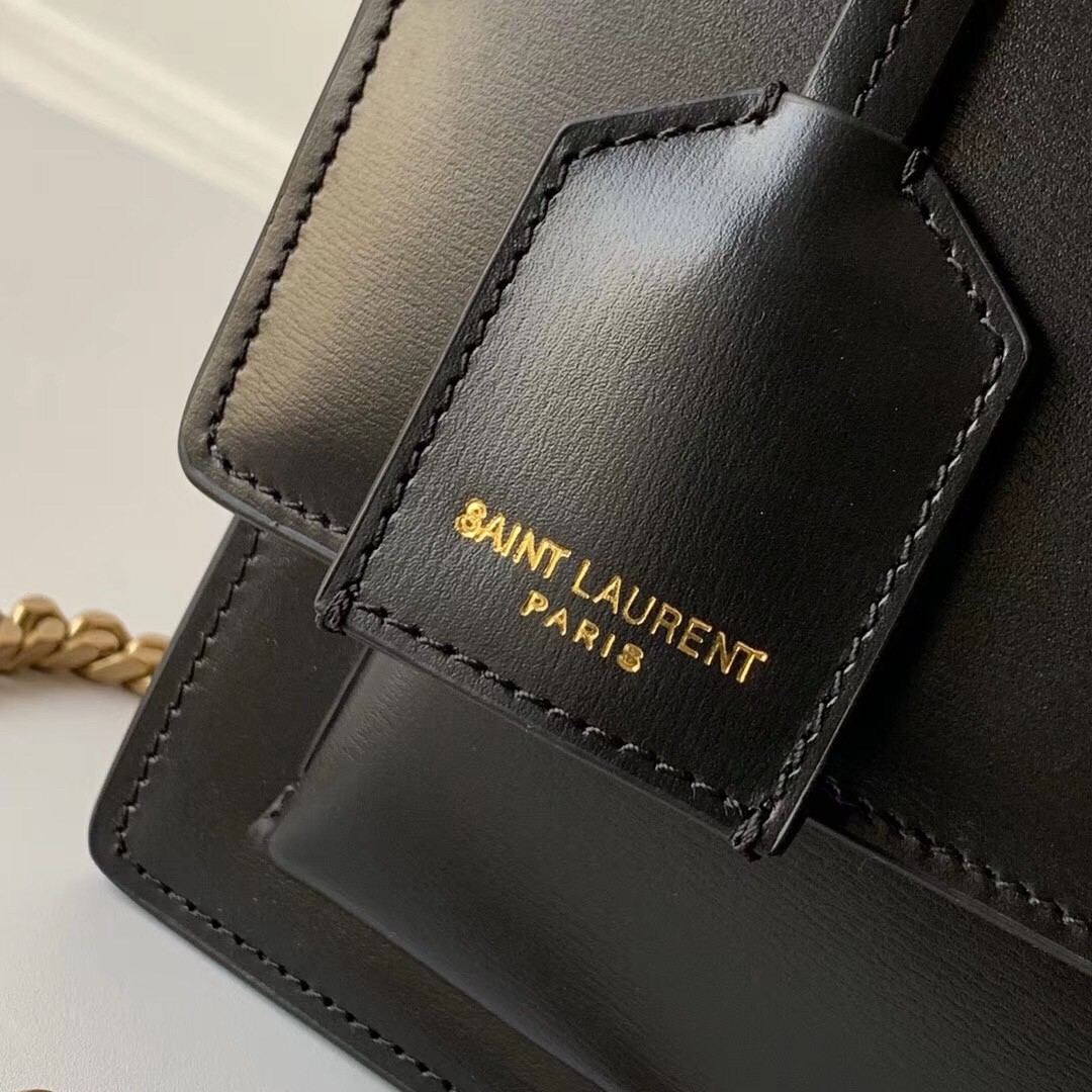 Sa**t Lau*nt sunset medium bag in black calfskin