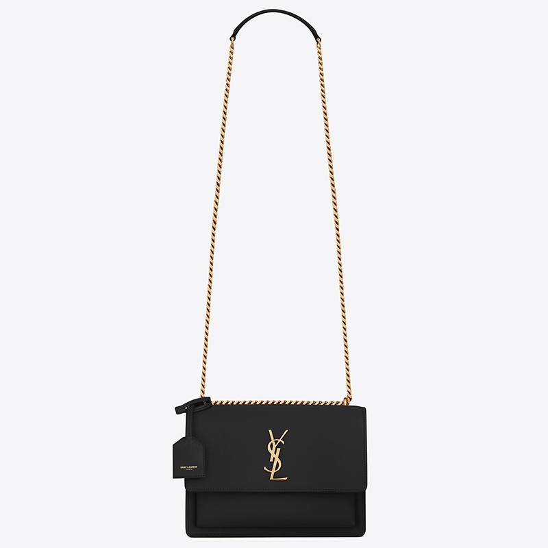 Sa**t Lau*nt sunset medium bag in black calfskin