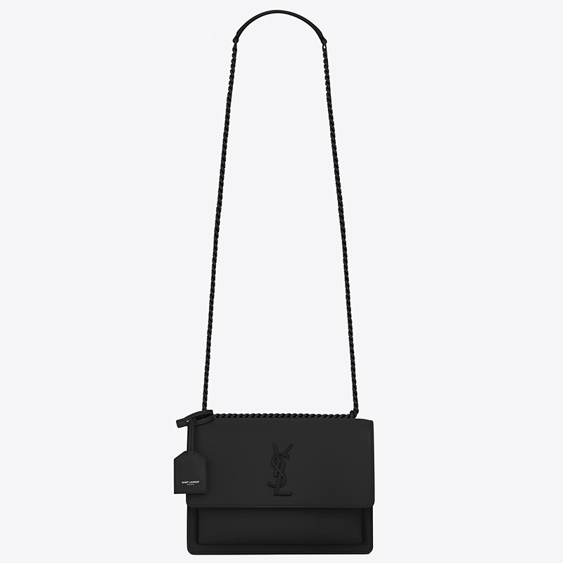 Sa**t Lau*nt sunset medium all black leather bag