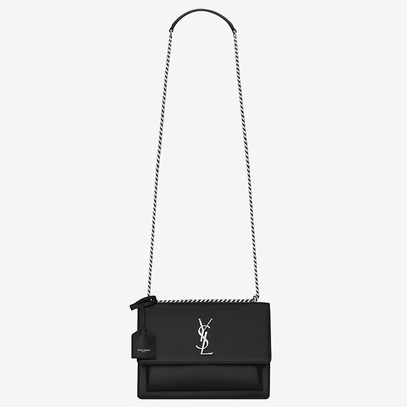 Sa**t Lau*nt sunset medium bag in noir calfskin
