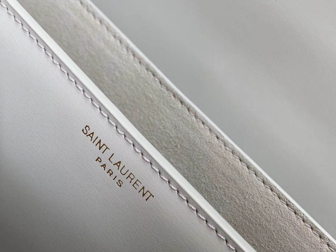 Sa**t Lau*nt sunset medium bag in white calfskin