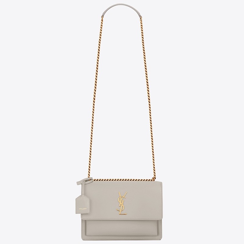 Sa**t Lau*nt sunset medium bag in white calfskin