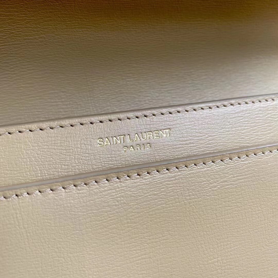 Sa**t Lau*nt new medium sunset bag in beige calfskin