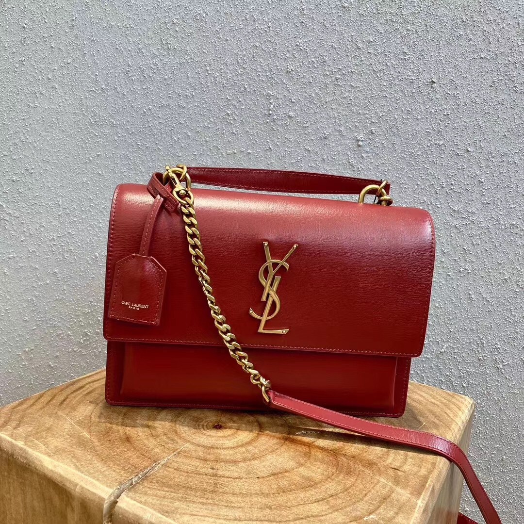 Sa**t Lau*nt new medium sunset bag in black calfskin