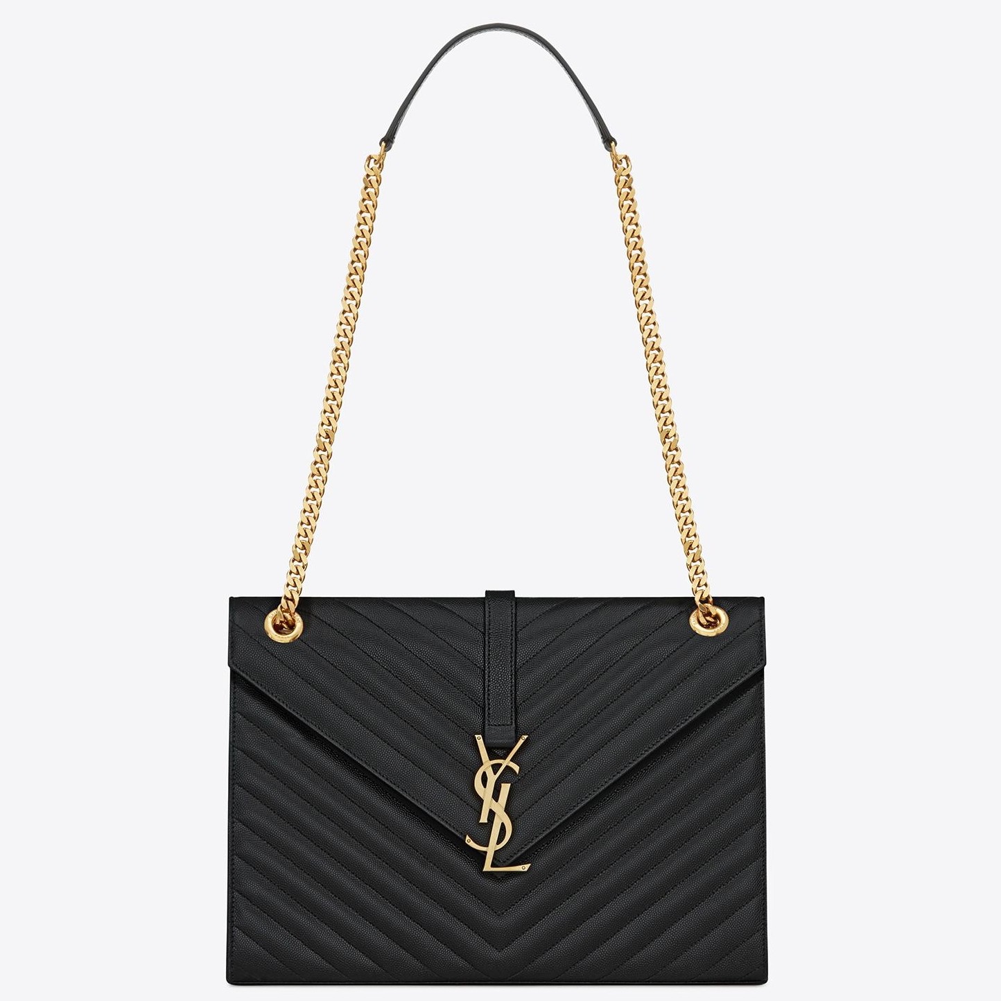 Sa**t Lau*nt envelope large bag in black quilted leather