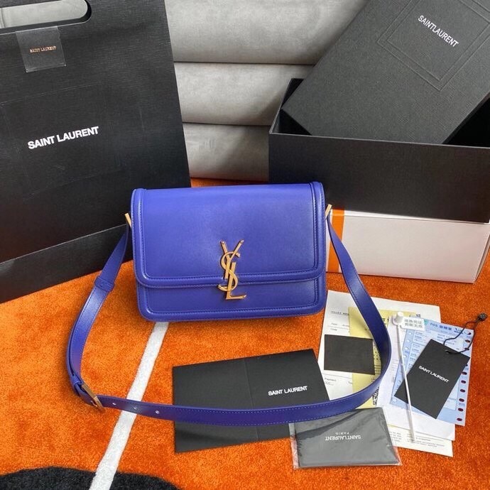 Sa**t Lau*nt solferino medium bag in blue box calfskin