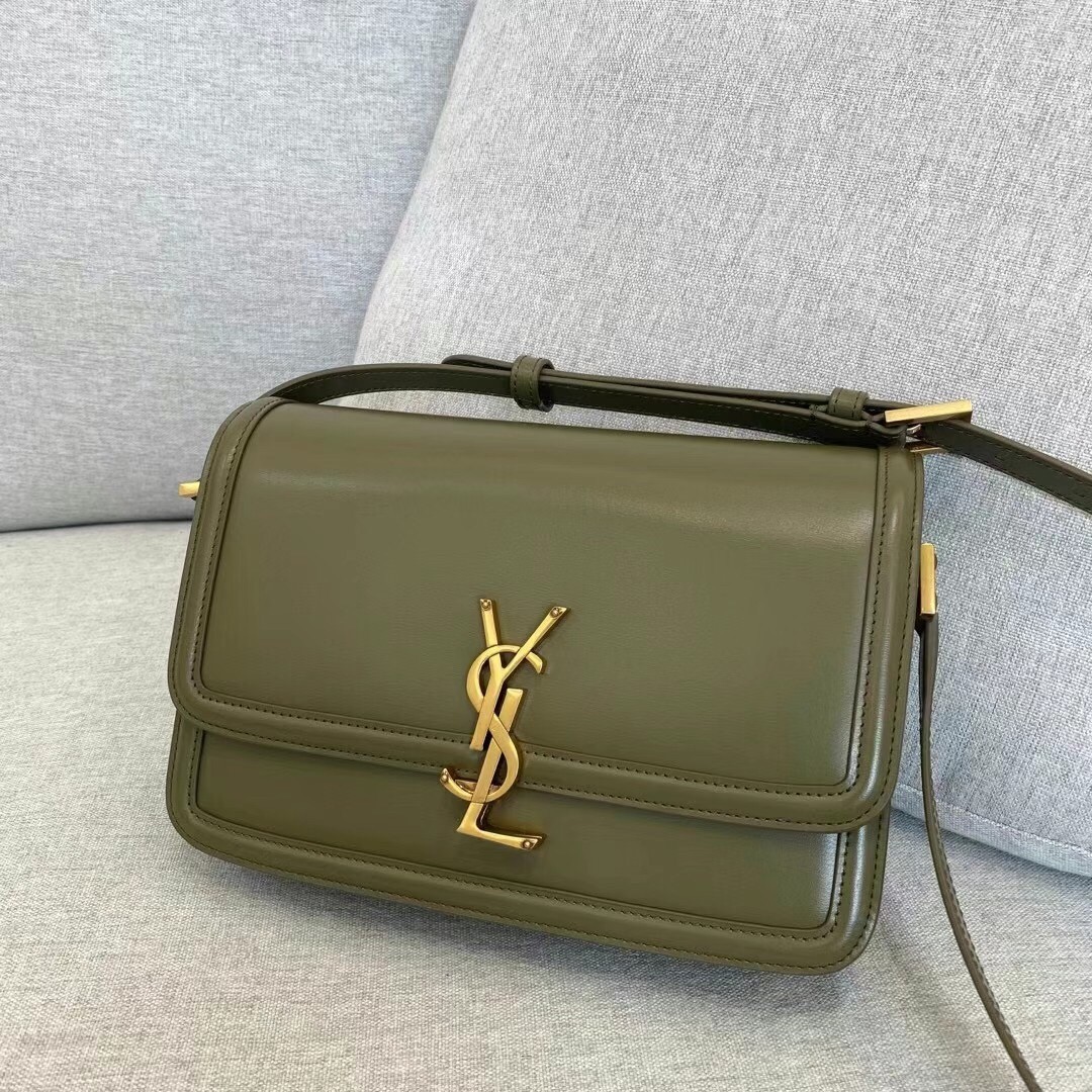 Sa**t Lau*nt solferino medium bag in khaki calfskin