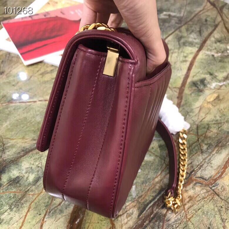Sa**t Lau*nt medium vicky bag in bordeaux lambskin