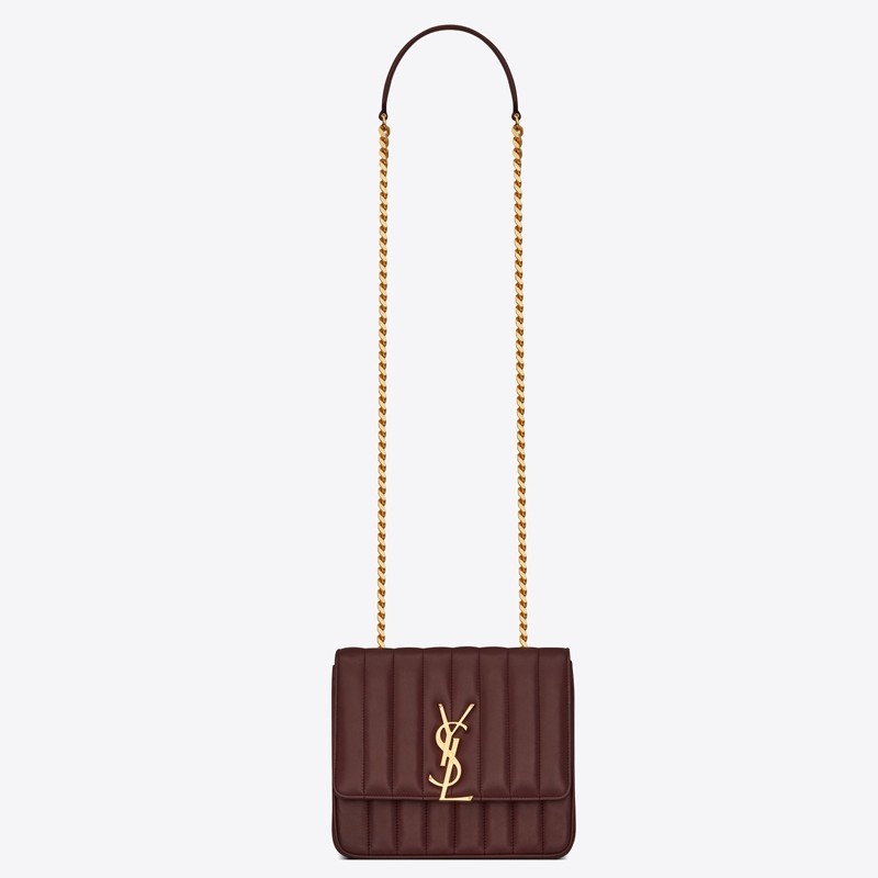 Sa**t Lau*nt medium vicky bag in bordeaux lambskin