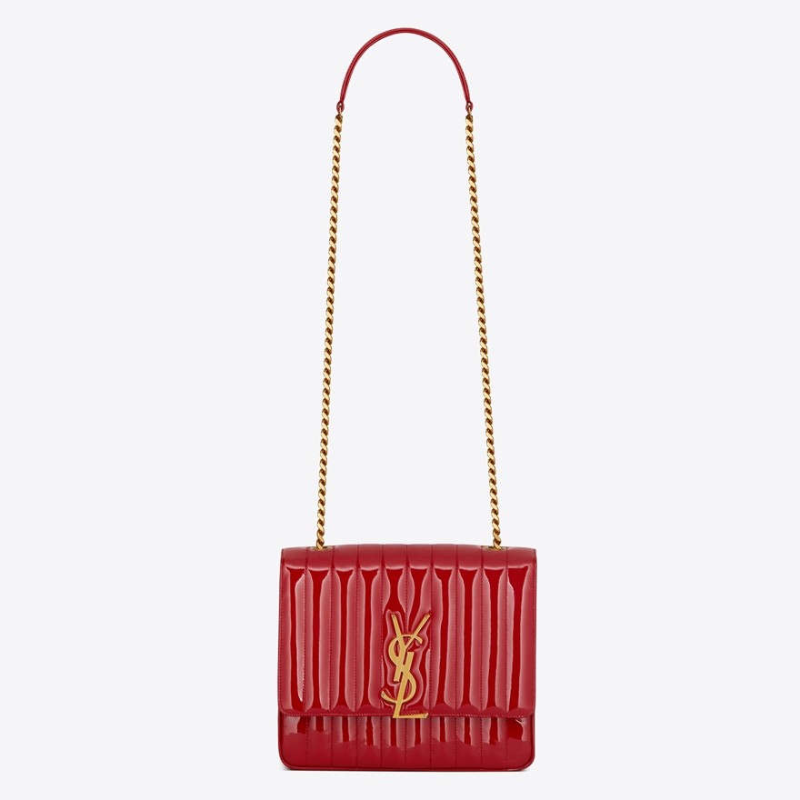 Sa**t Lau*nt large vicky bag in red patent leather