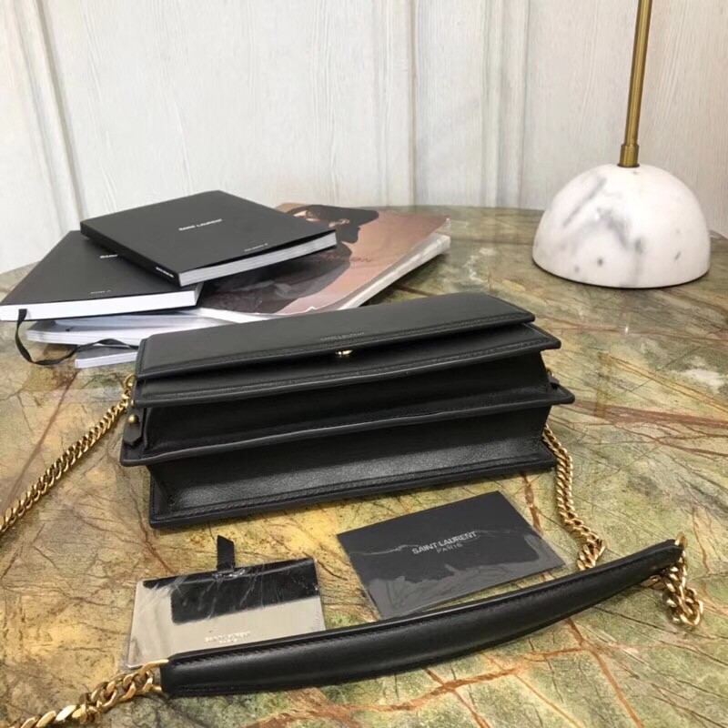 Sa**t Lau*nt zoe bag in black calfskin