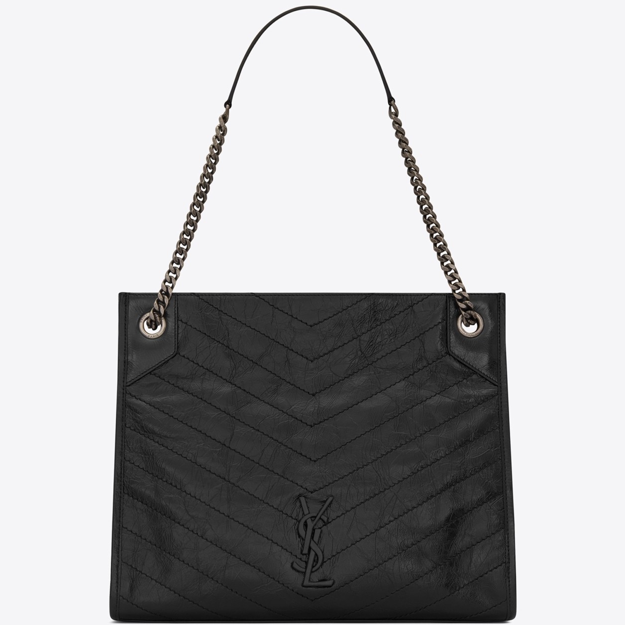 Sa**t Lau*nt medium niki shopping bag in black leather