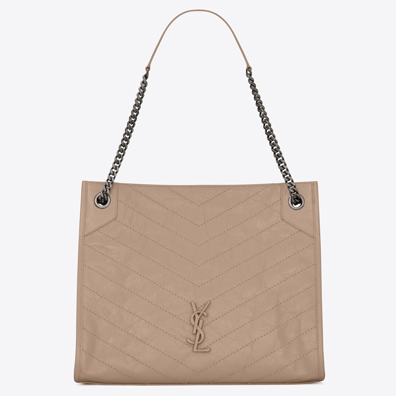 Sa**t Lau*nt medium niki shopping bag in sand leather