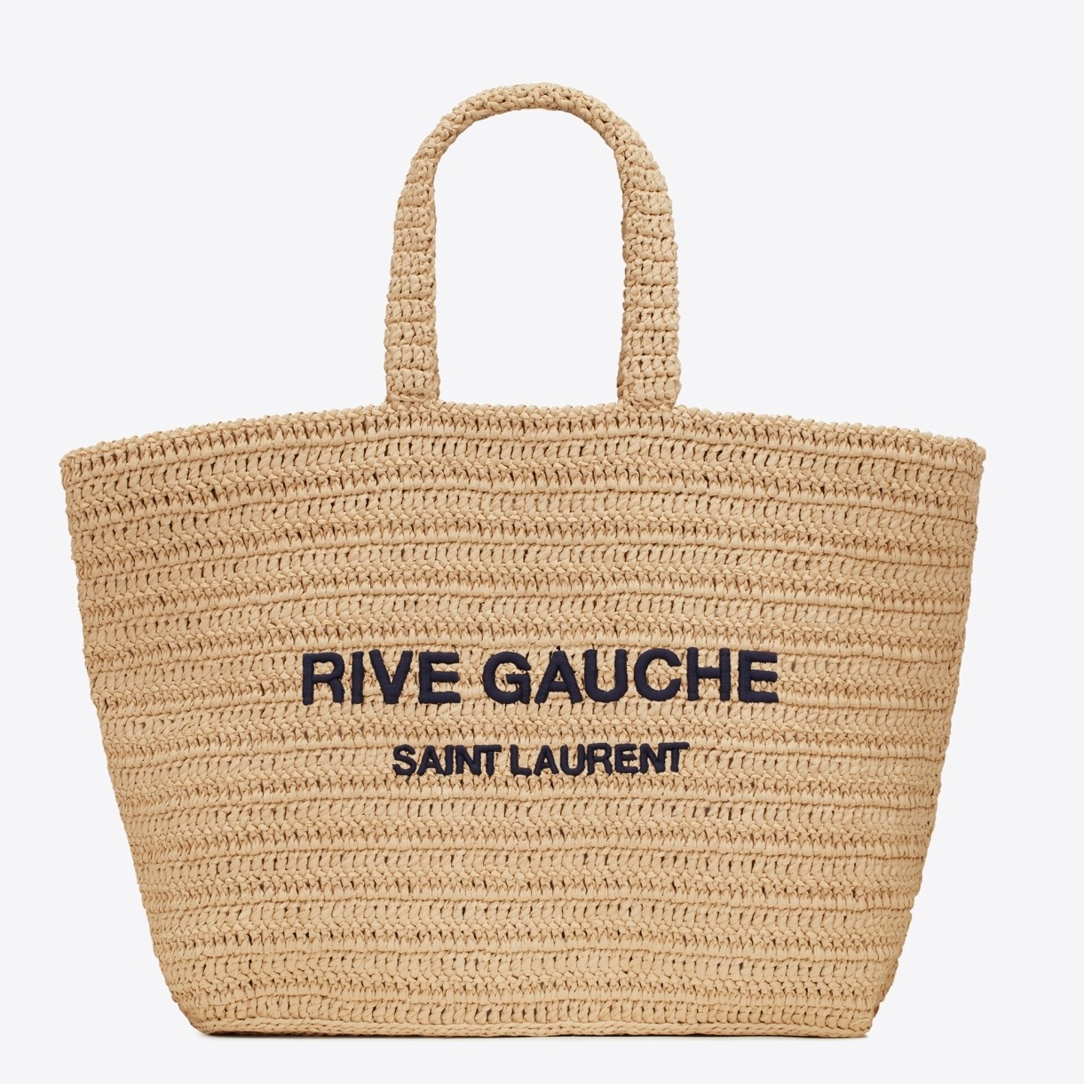 Sa**t Lau*nt rive gauche tote bag in beige raffia crochet