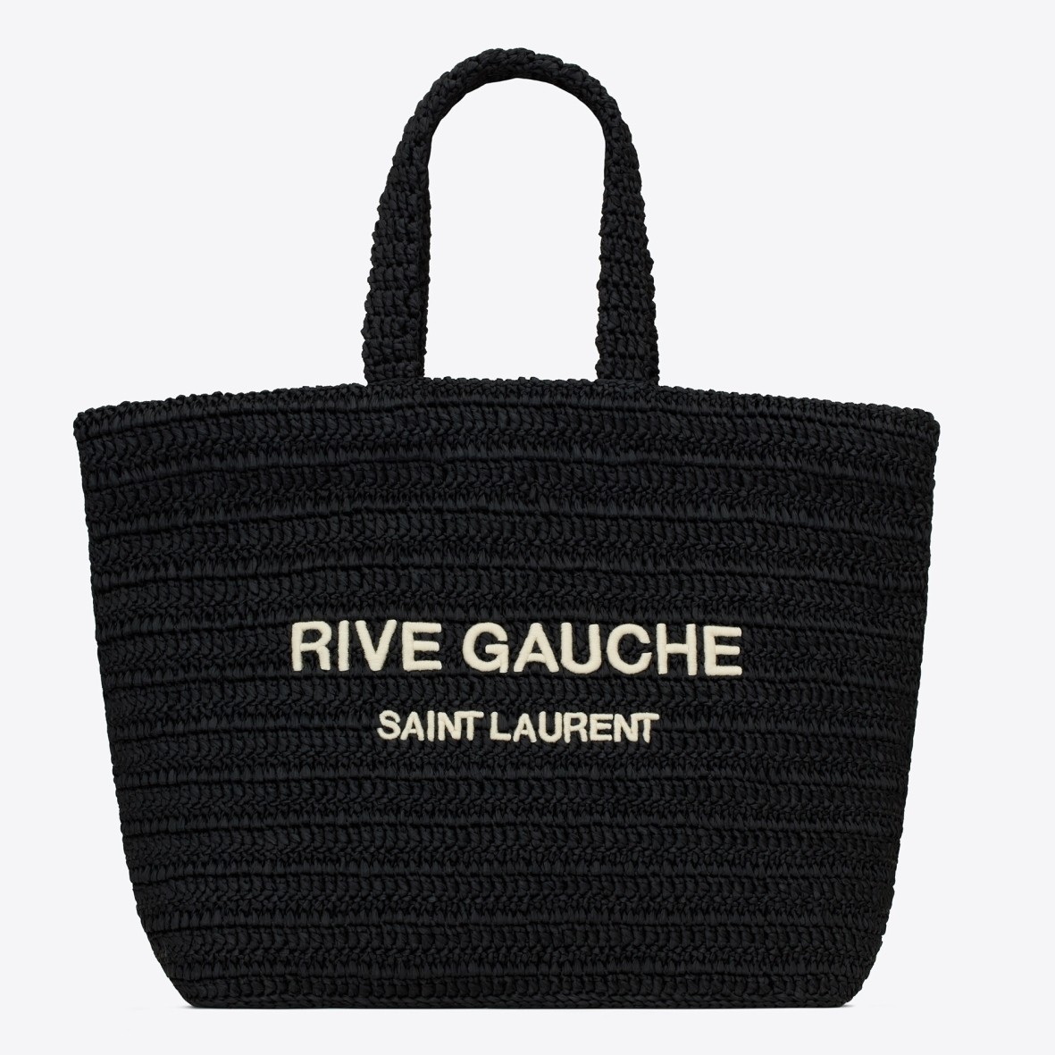 Sa**t Lau*nt rive gauche tote bag in black raffia crochet