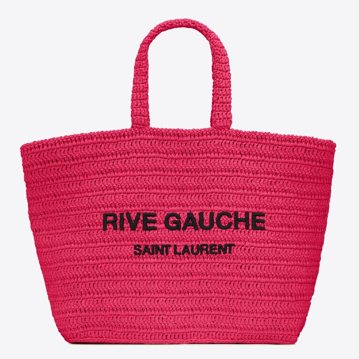 Sa**t Lau*nt rive gauche tote bag in neon pink raffia crochet