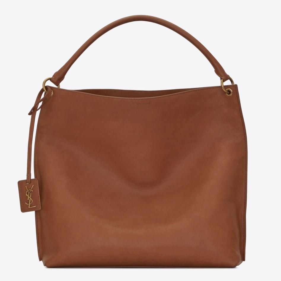 Sa**t Lau*nt tag hobo bag in brown calfskin