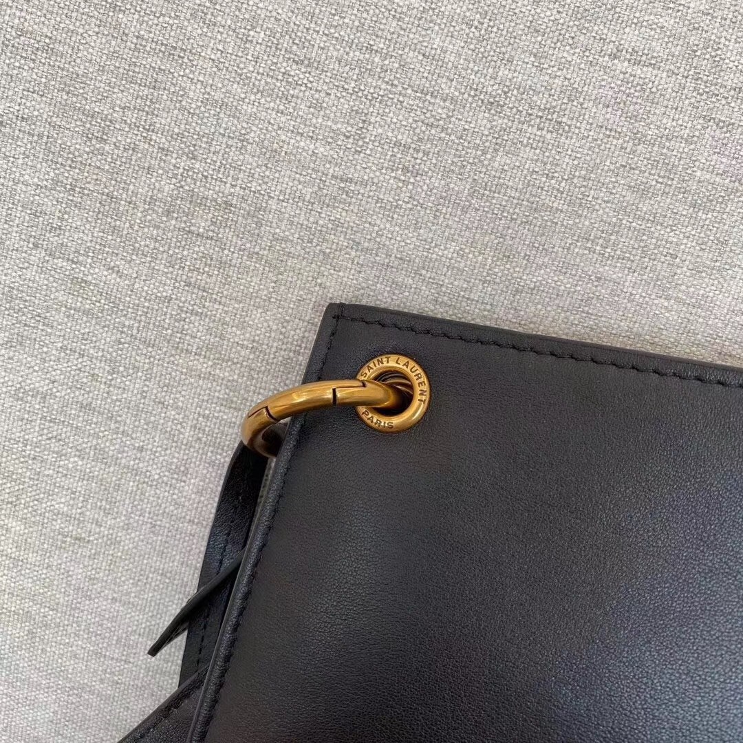 Sa**t Lau*nt tag hobo bag in black calfskin
