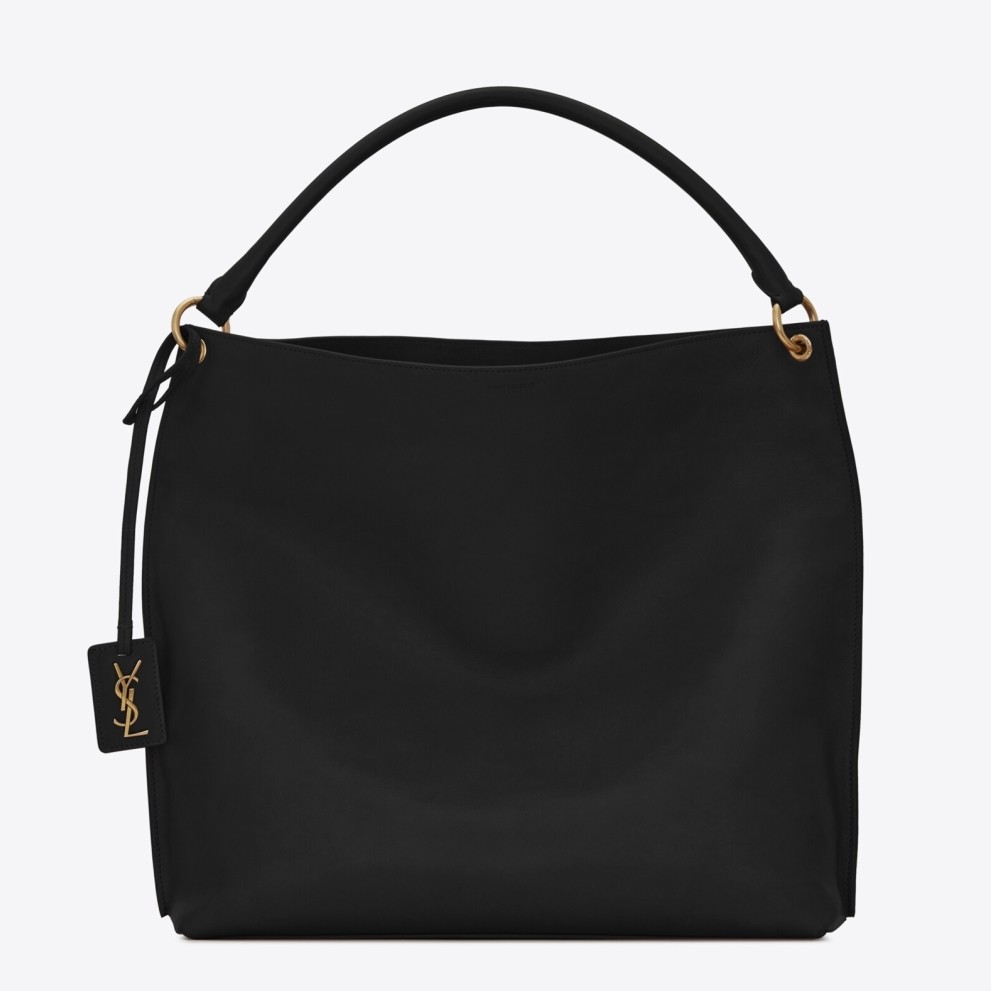 Sa**t Lau*nt tag hobo bag in black calfskin