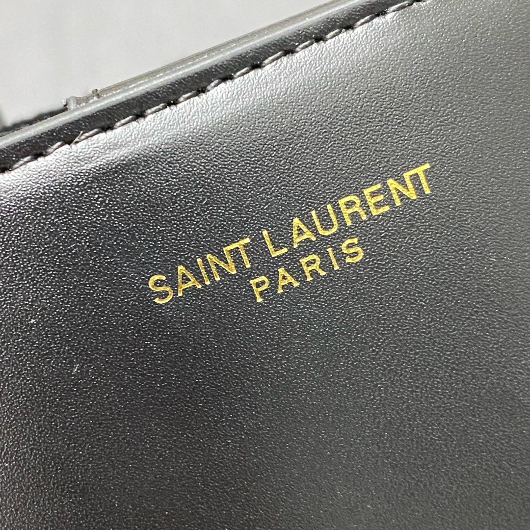 Sa**t Lau*nt mini toy shopping bag in black calfskin