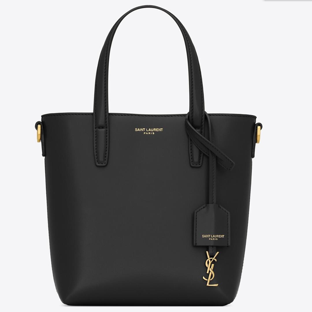 Sa**t Lau*nt mini toy shopping bag in black calfskin