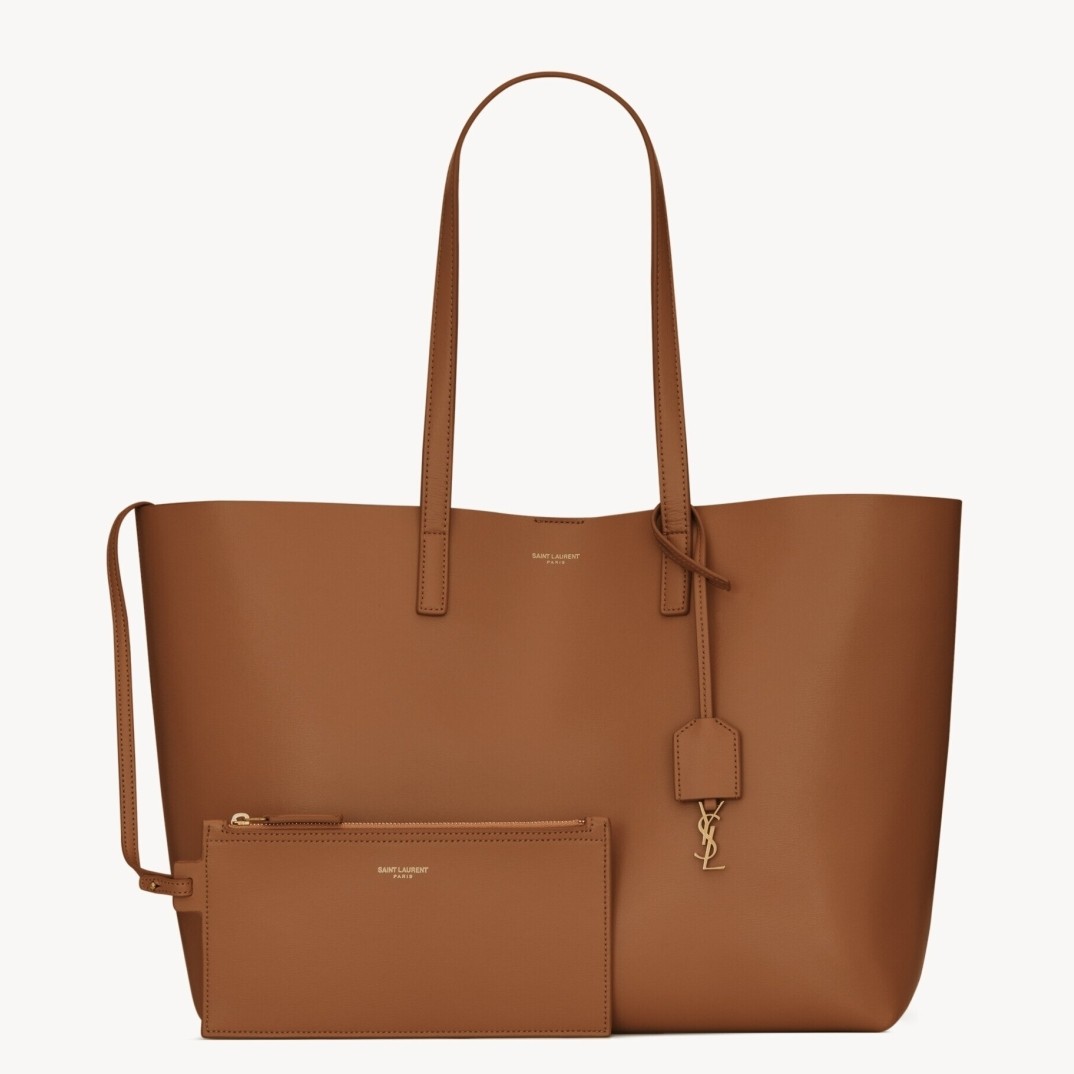 Sa**t Lau*nt shopping tote bag in brown leather