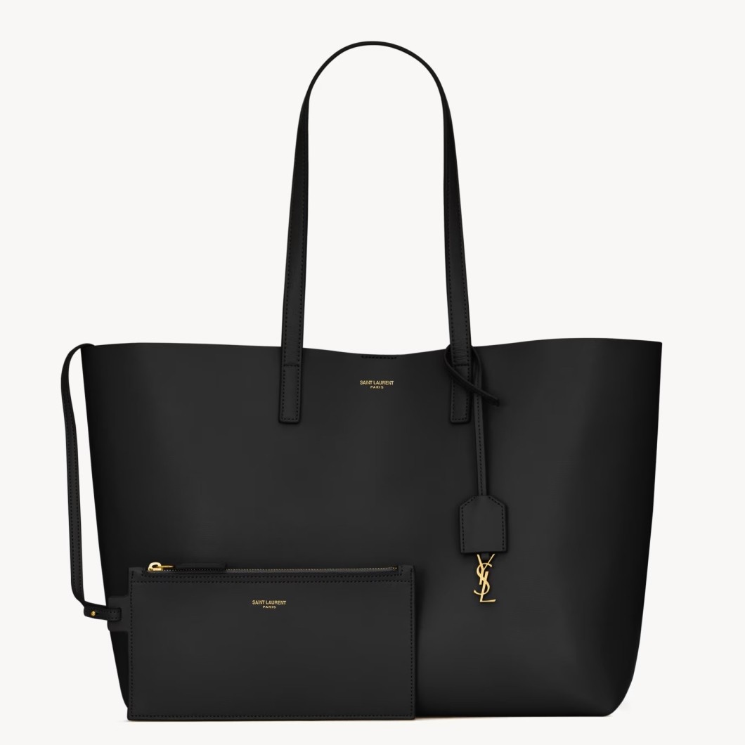 Sa**t Lau*nt shopping tote bag in black leather