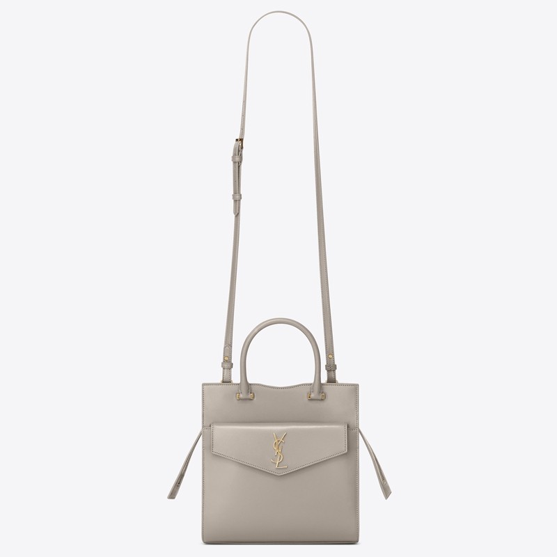 Sa**t Lau*nt small uptown tote in blanc calfskin