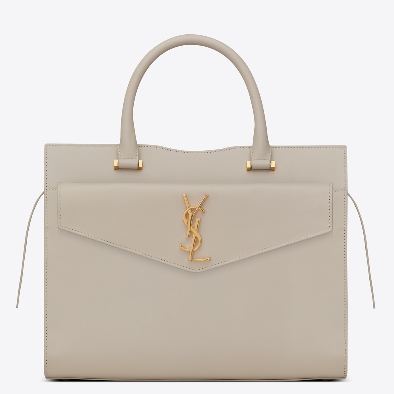 Sa**t Lau*nt uptown medium tote in blanc calfskin